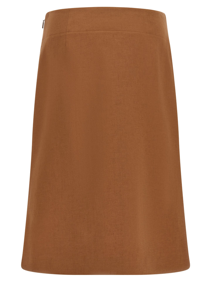 Fendi Brown Linen Midi Skirt