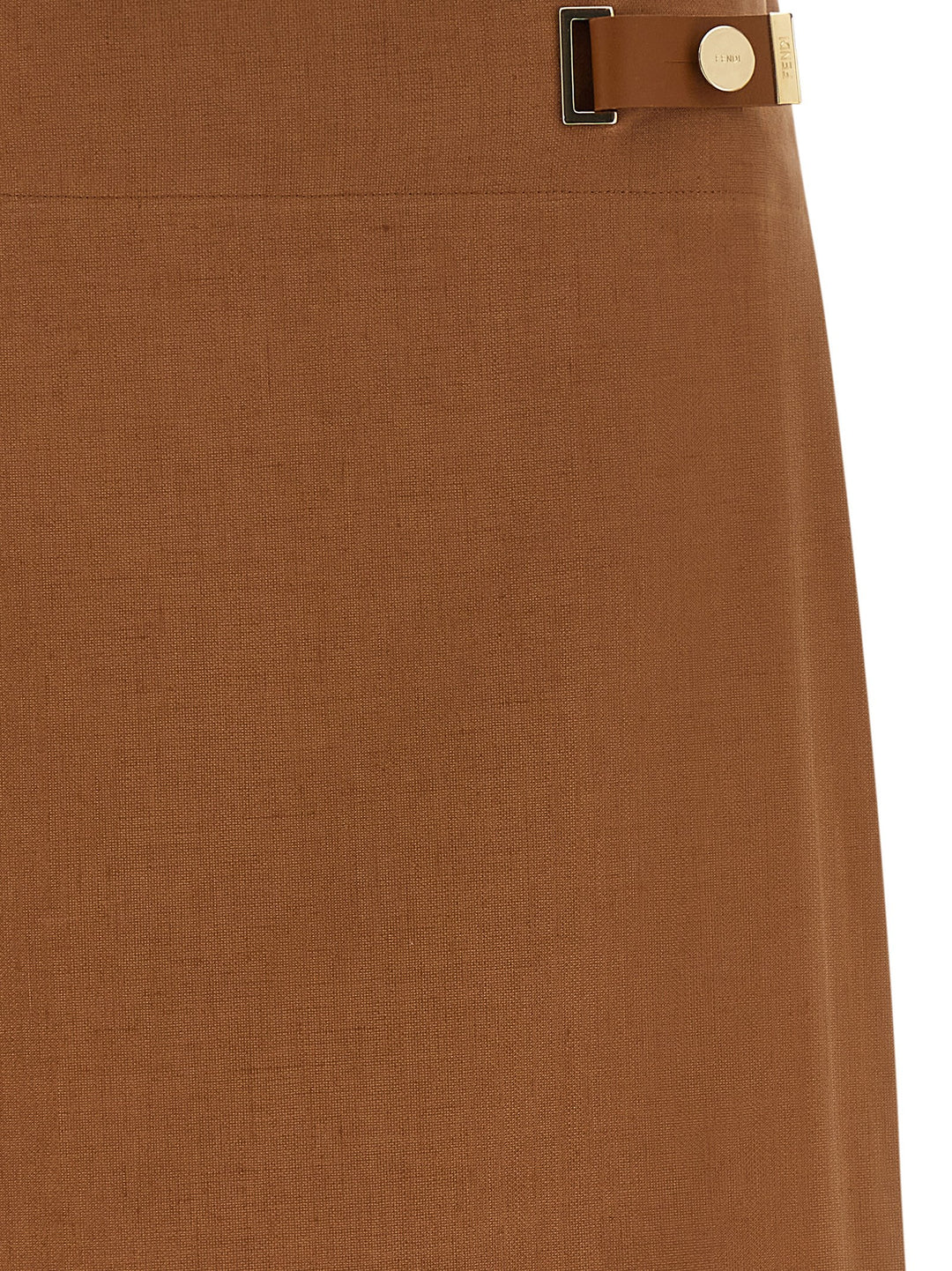 Fendi Brown Linen Midi Skirt