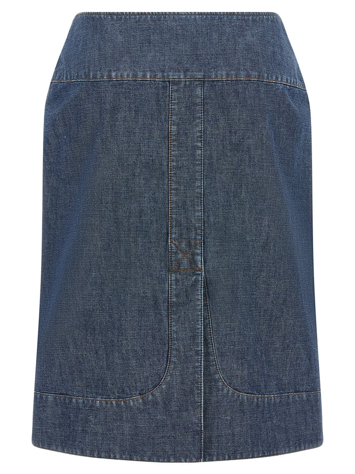 Fendi Blue Cotton Midi Skirt