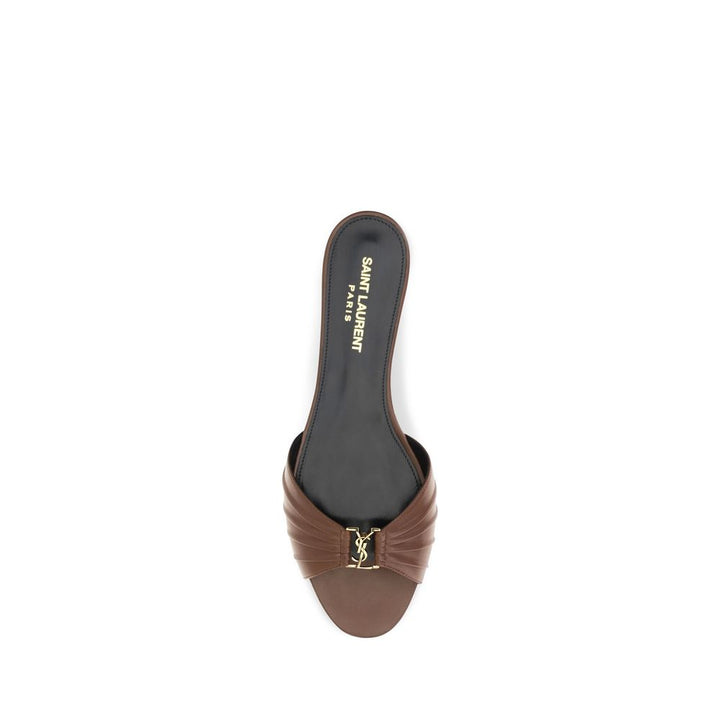 Saint Laurent Brown Calf Leather Bos Taurus Mules