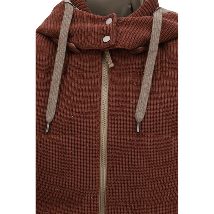 Brunello Cucinelli Brown Cotton Sleeveless Jacket