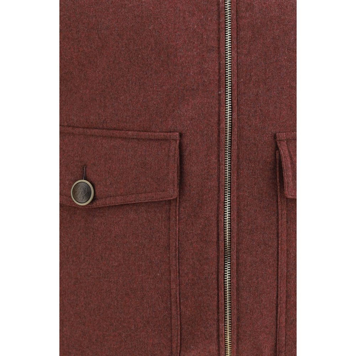 Brunello Cucinelli Bordeaux Wool Oves Aries Sleeveless Jacket