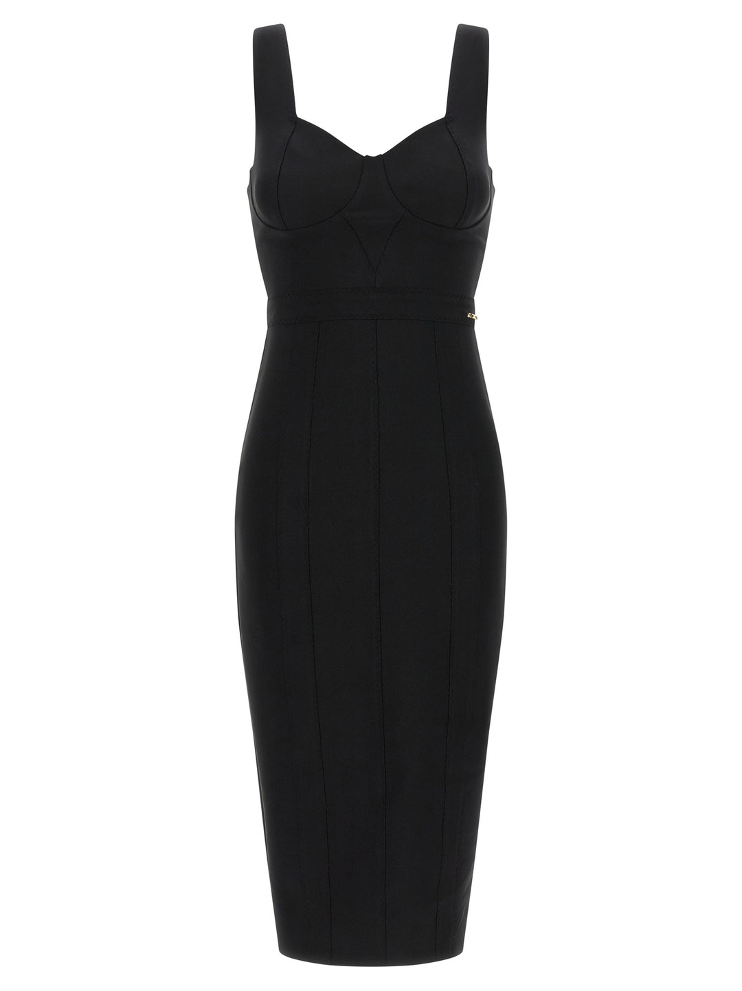 Elisabetta Franchi Black Polyamide Midi Dress
