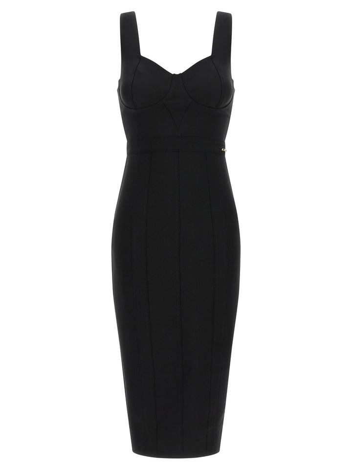 Elisabetta Franchi Black Polyamide Midi Dress