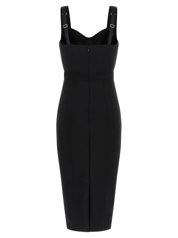 Elisabetta Franchi Black Polyamide Midi Dress