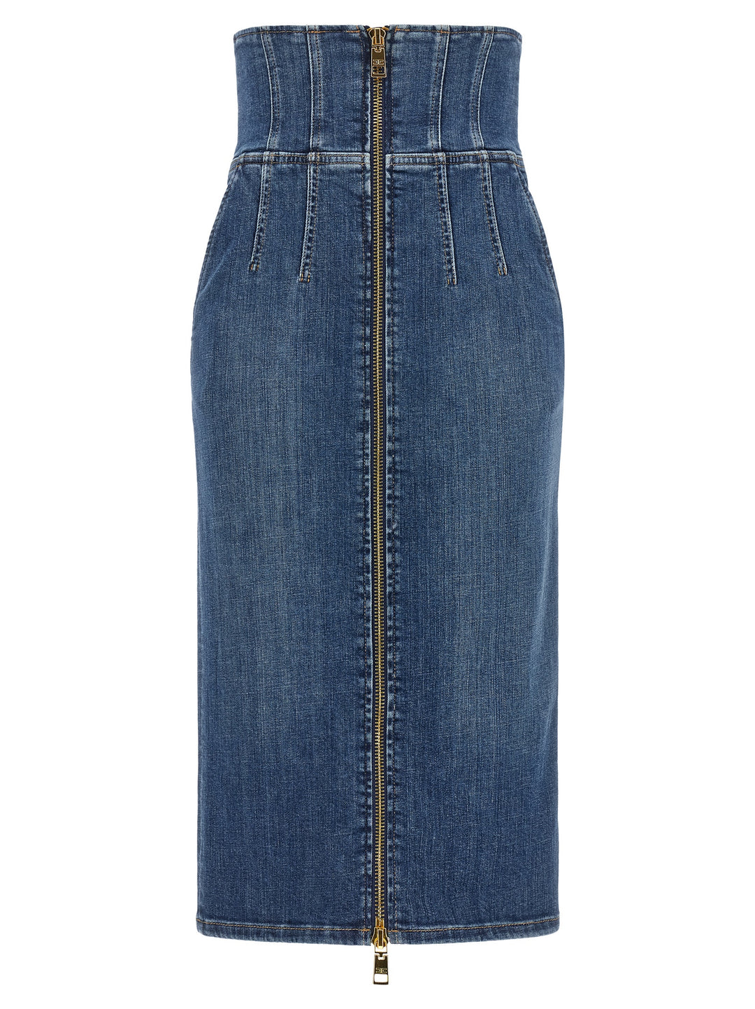 Elisabetta Franchi Blue Cotton Midi Skirt
