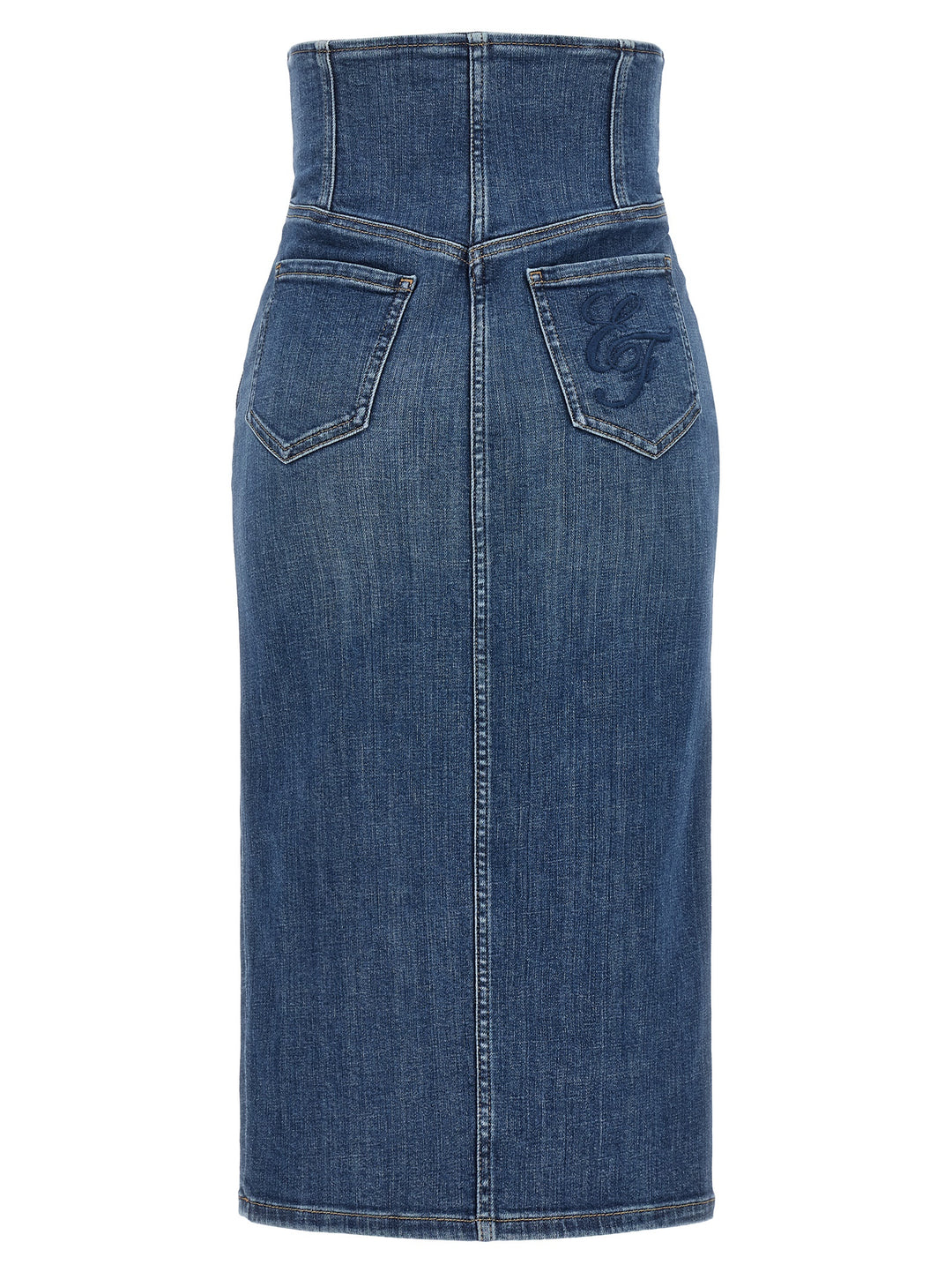 Elisabetta Franchi Blue Cotton Midi Skirt