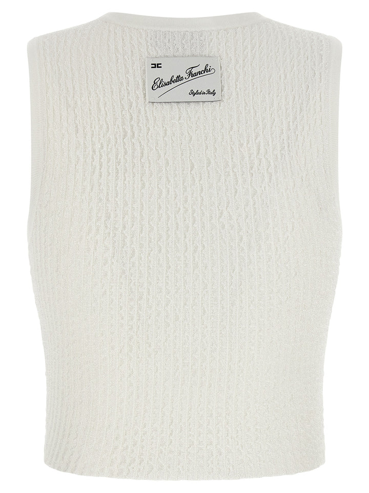 Elisabetta Franchi White Viscose Sleeveles T-Shirt