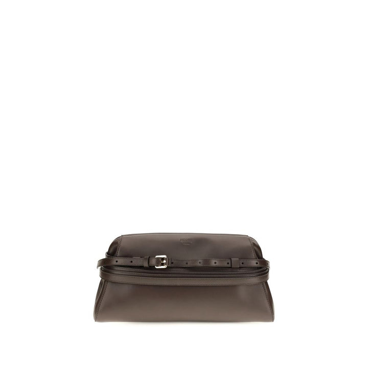 Moschino Brown Goatskin Clutch Bag