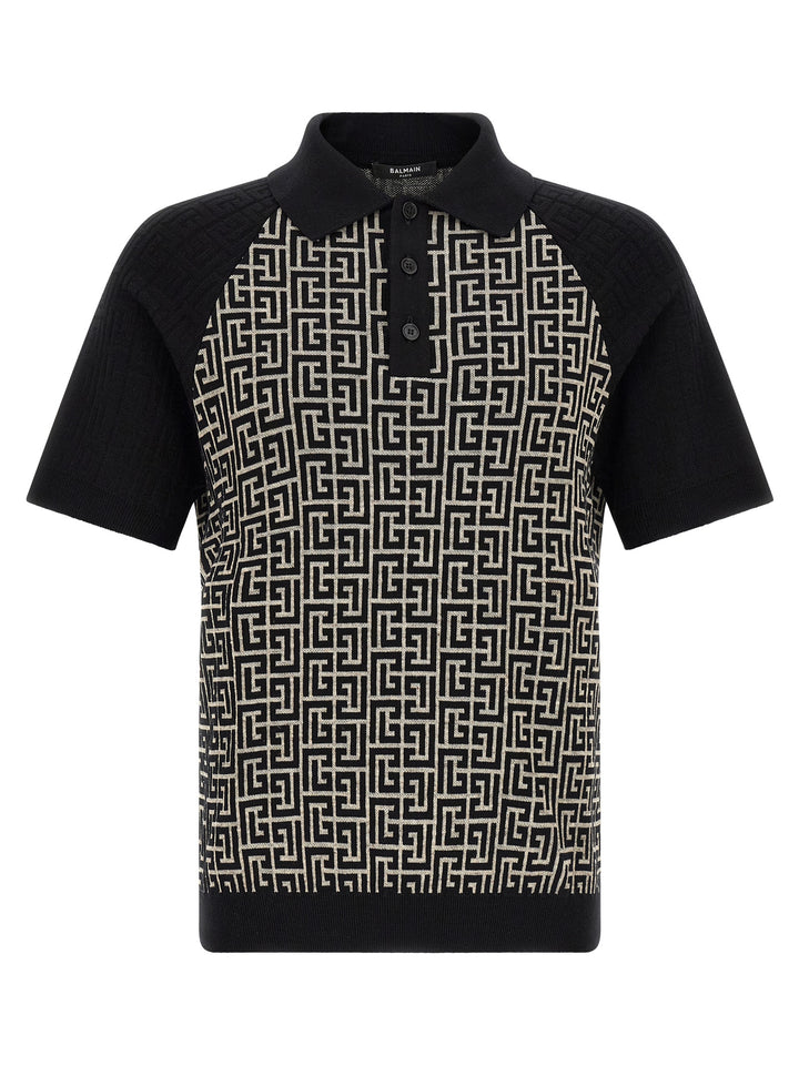 Balmain Bicolor Cotton Polo Shirt