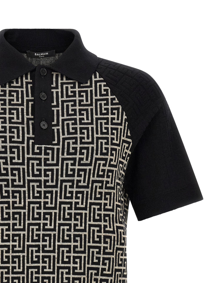 Balmain Bicolor Cotton Polo Shirt