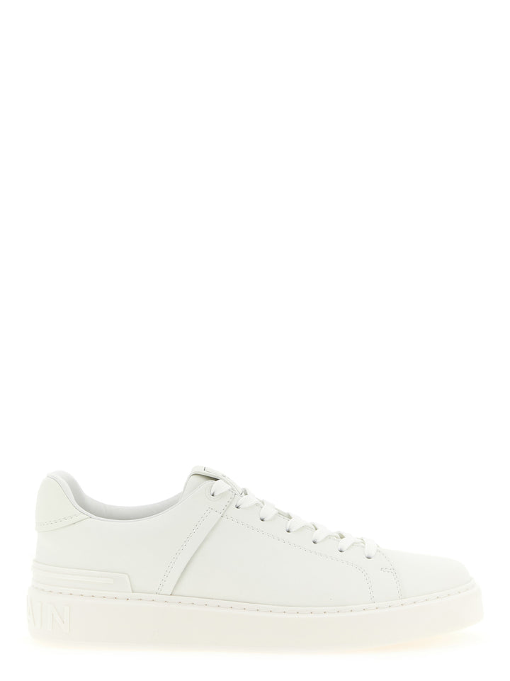 Balmain White Calfskin Low Top Sneakers