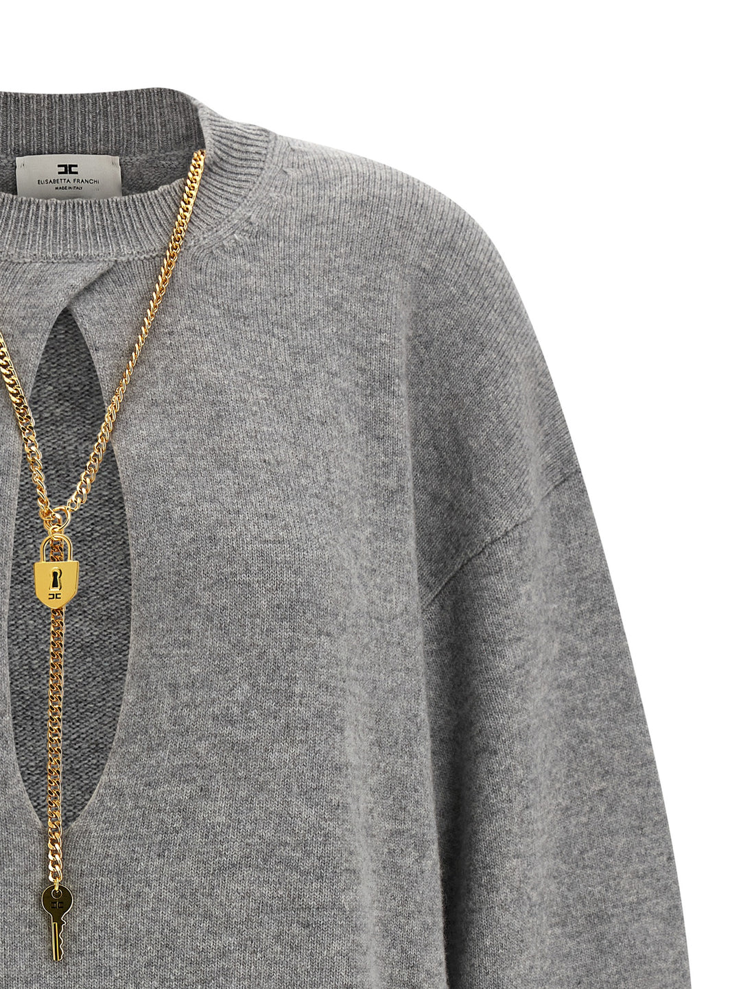 Elisabetta Franchi Gray Wool Short Dress