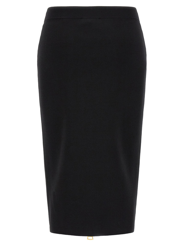 Elisabetta Franchi Black Viscose Midi Skirt