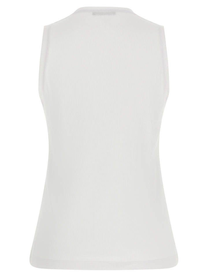 Balmain White Cotton Sleeveles T-Shirt