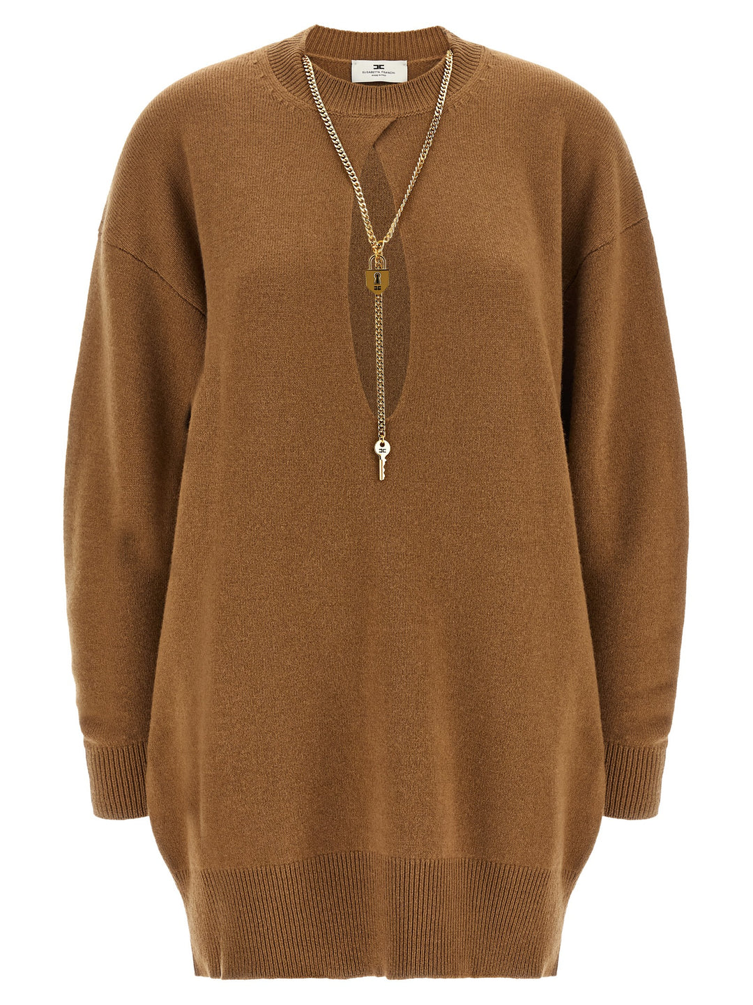 Elisabetta Franchi Brown Wool Short Dress