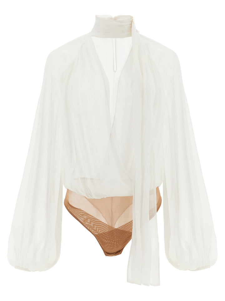 Elisabetta Franchi White Viscose Bodysuit