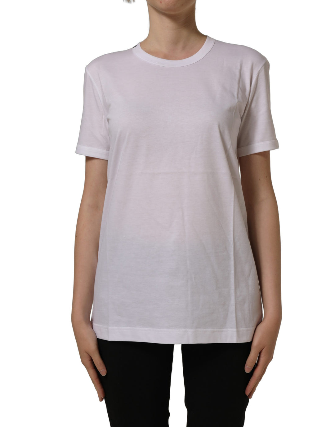 Dolce & Gabbana White Cotton Crew Neck Short Sleeves T-shirt