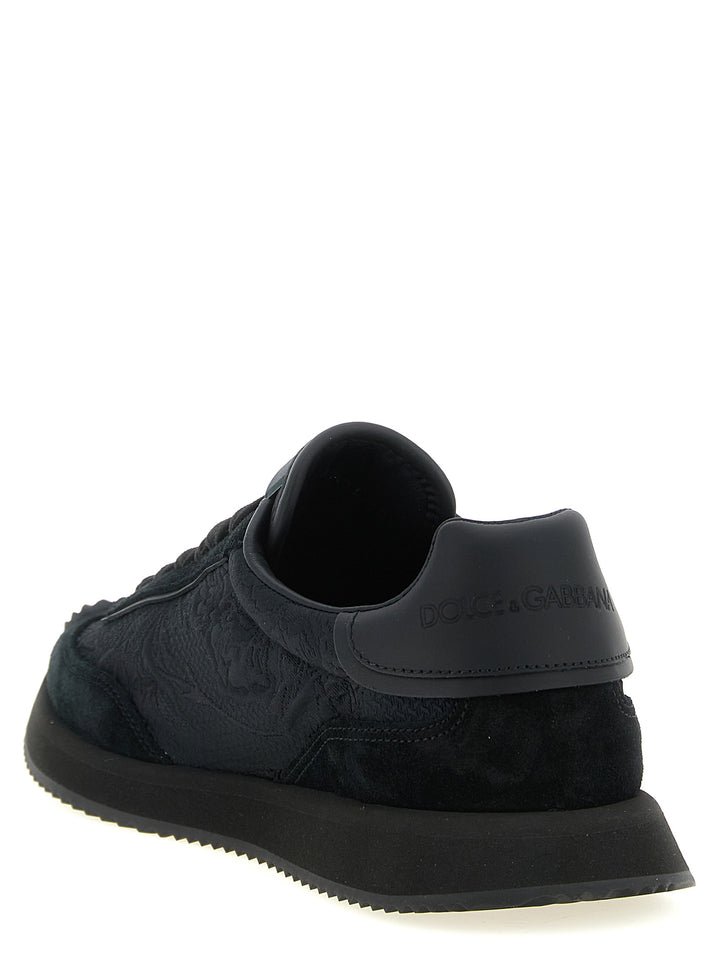 Dolce & Gabbana Black Leather Athletic Sneakers