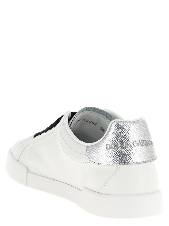 Dolce & Gabbana Silver Calfskin Low Top Sneakers