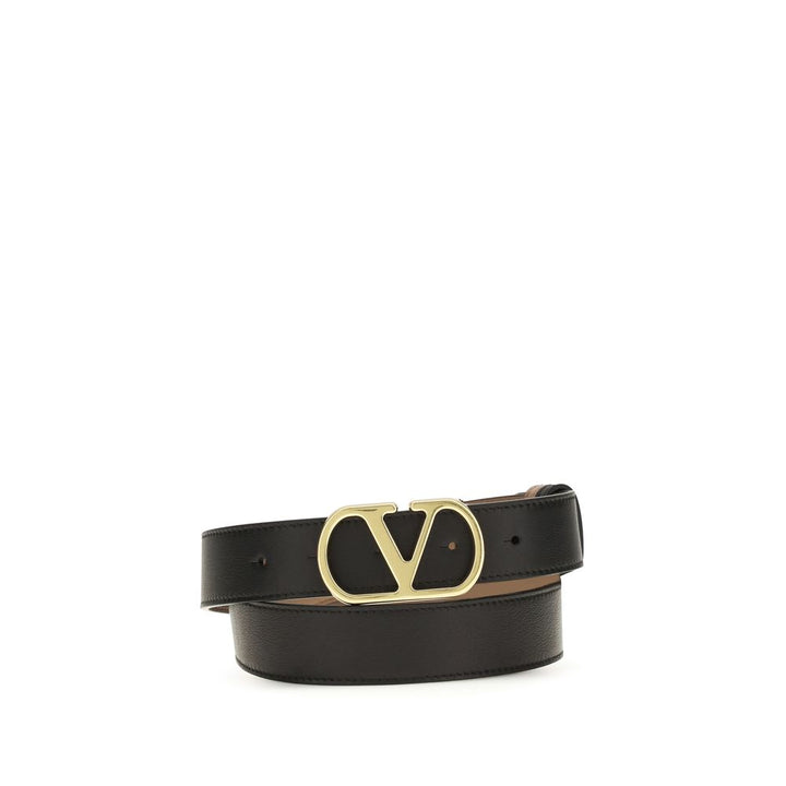 Valentino Garavani Black Calf Leather Bos Taurus Regular Belt