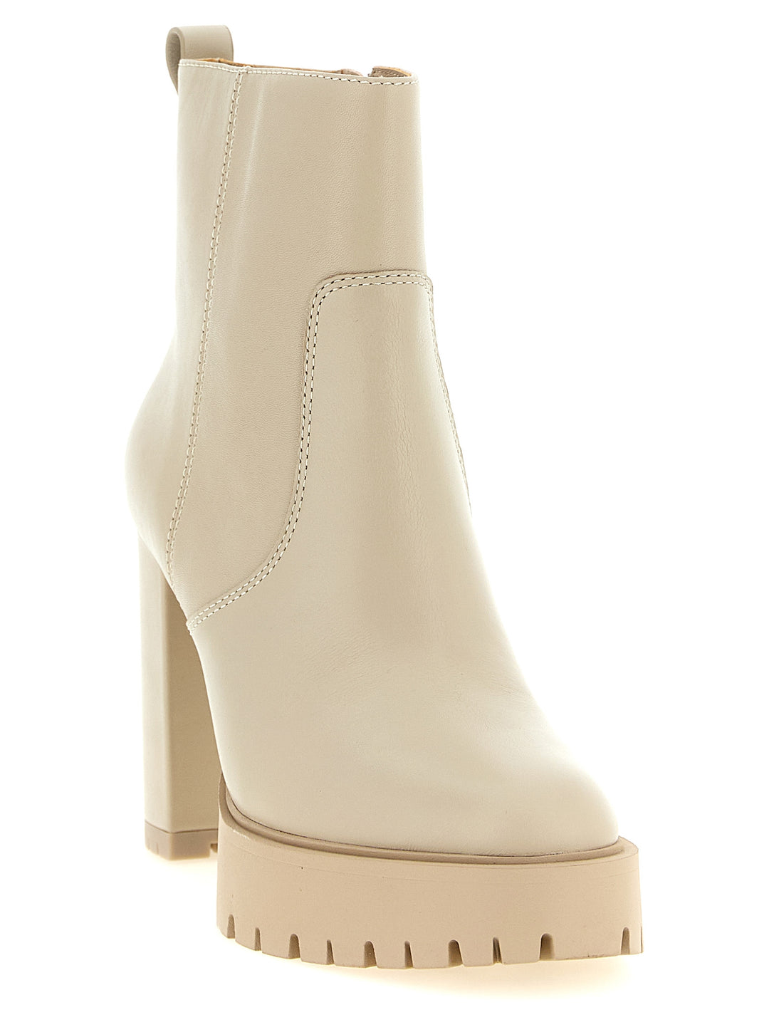PINKO White Cowhide Ankle Boots