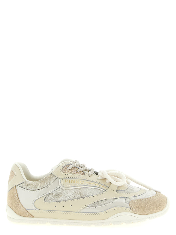 PINKO White Leather Low Top Sneakers