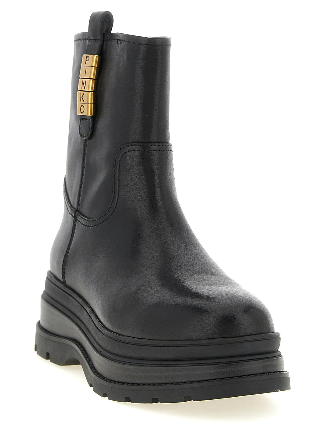 PINKO Black Cowhide Ankle Boots