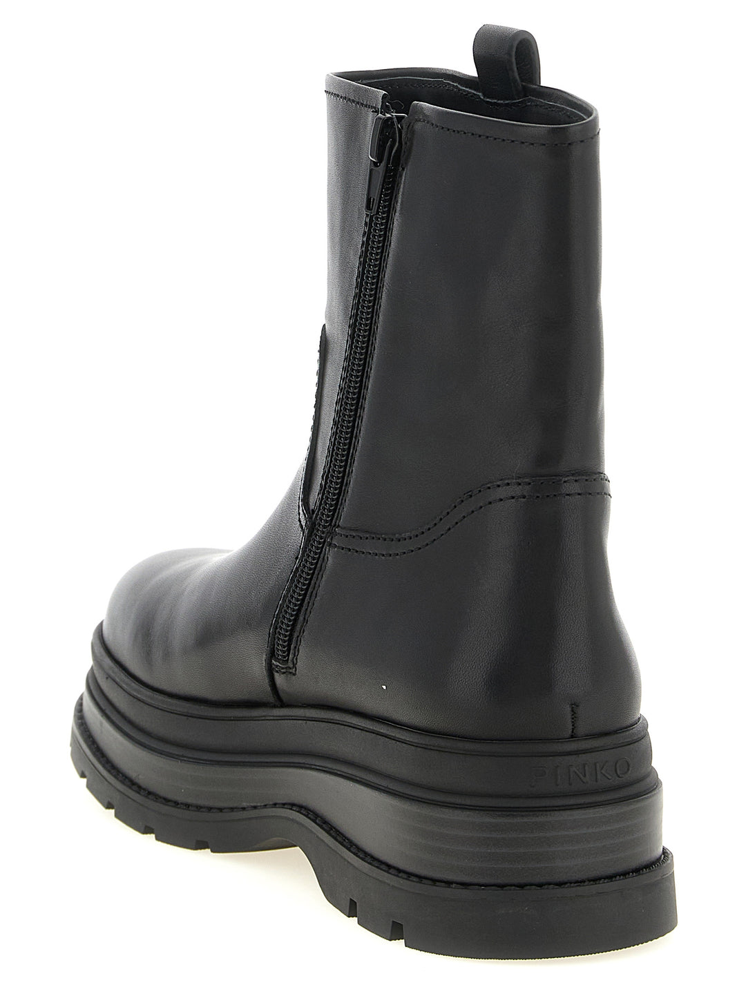 PINKO Black Cowhide Ankle Boots