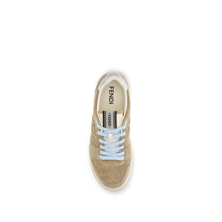 Fendi Beige Suede Leather Sneakers