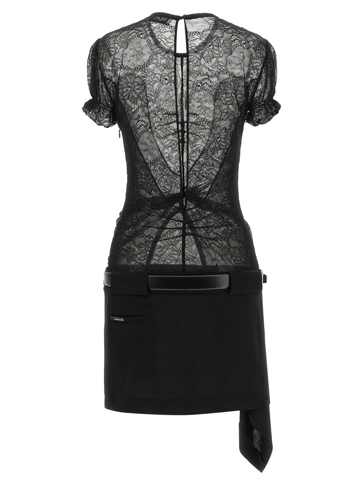 The Attico Black Polyamide Short Dress