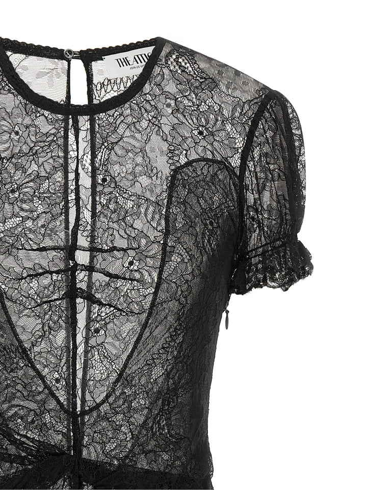 The Attico Black Polyamide Short Dress