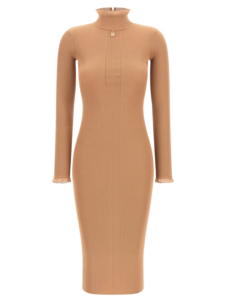 Elisabetta Franchi Beige Viscose Midi Dress