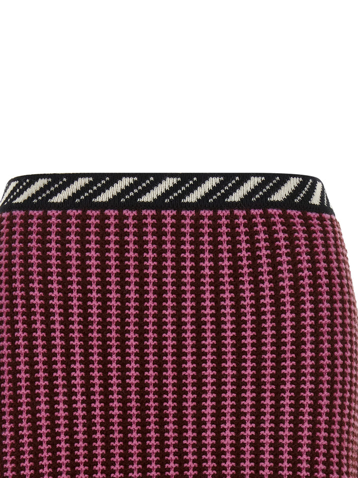 Versace Multicolor Virgin Wool Long Skirt