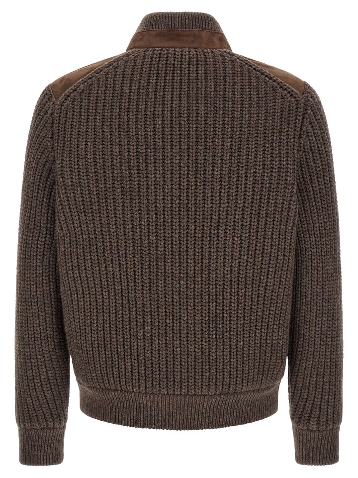 Brunello Cucinelli Brown Lamb Leather Leather Jacket