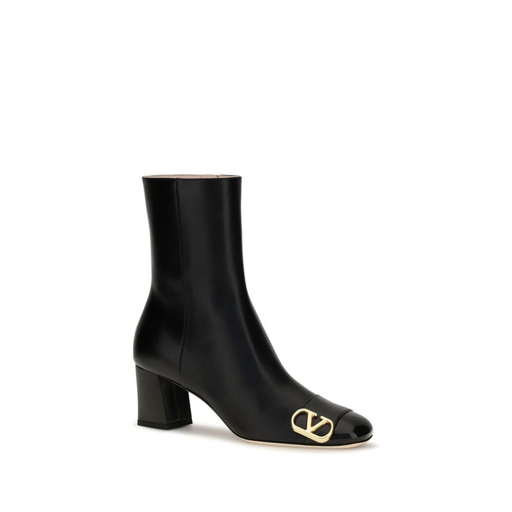 Valentino Garavani Black Calf Leather Bos Taurus Ankle Boots