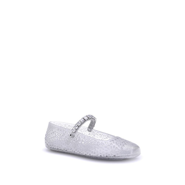 Jimmy Choo White Polyurethane Ballet Flats