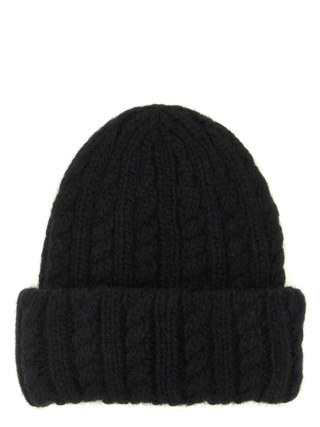 Moncler Black Alpaca Leather Beanie
