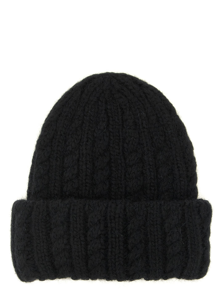 Moncler Black Alpaca Leather Beanie