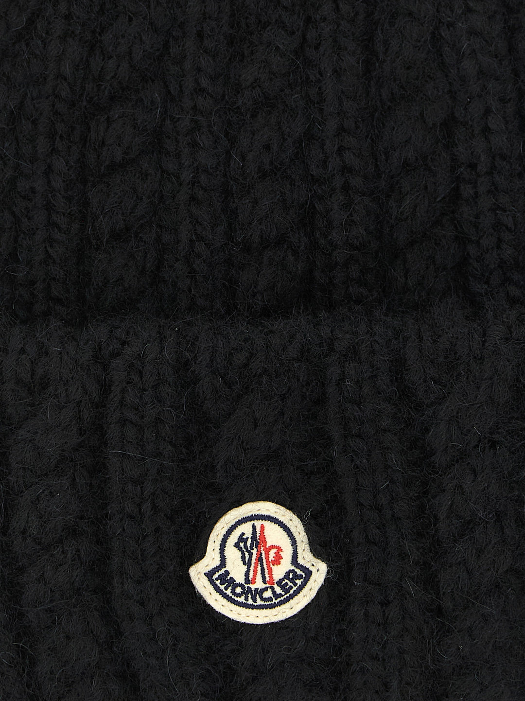 Moncler Black Alpaca Leather Beanie