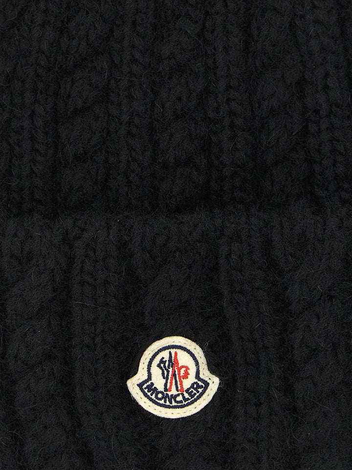 Moncler Black Alpaca Leather Beanie