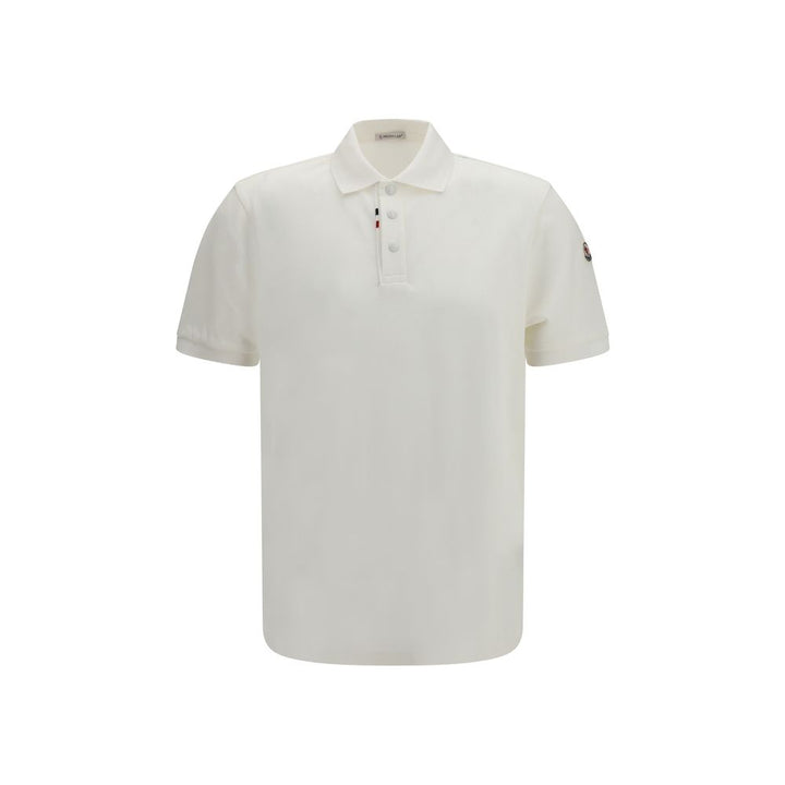 Moncler White Cotton Polo Shirt