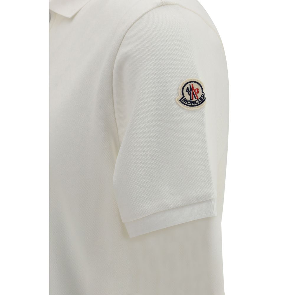 Moncler White Cotton Polo Shirt