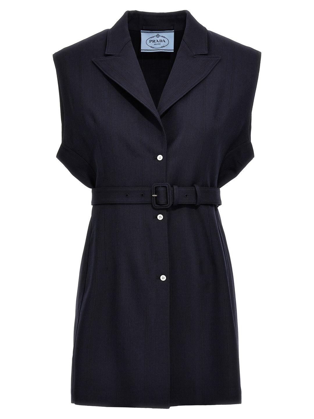 Prada Blue Virgin Wool Sleeveless Jacket