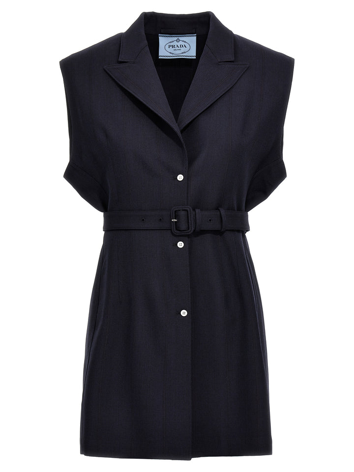 Prada Blue Virgin Wool Sleeveless Jacket