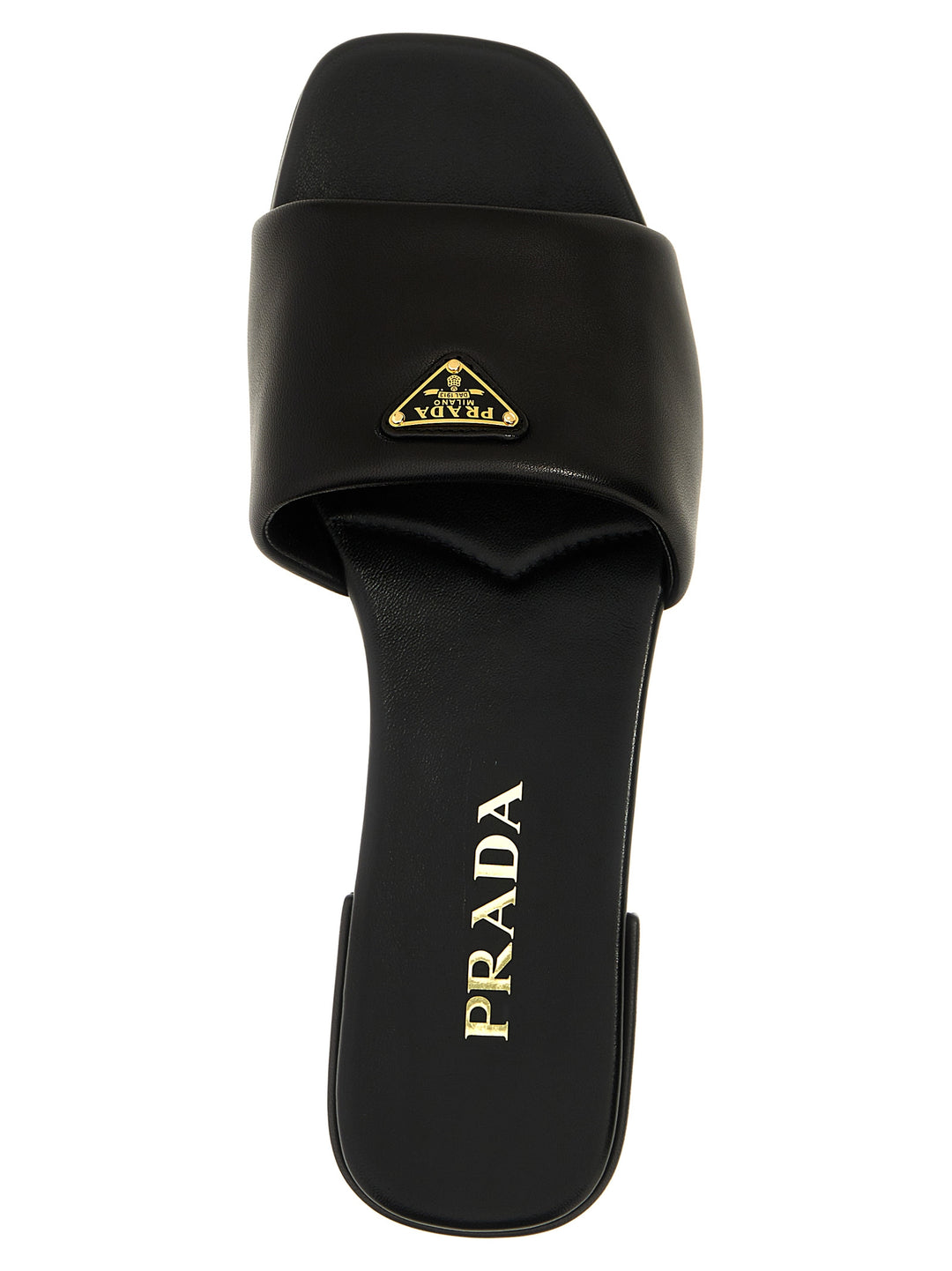 Prada Black Lamb Leather Slides