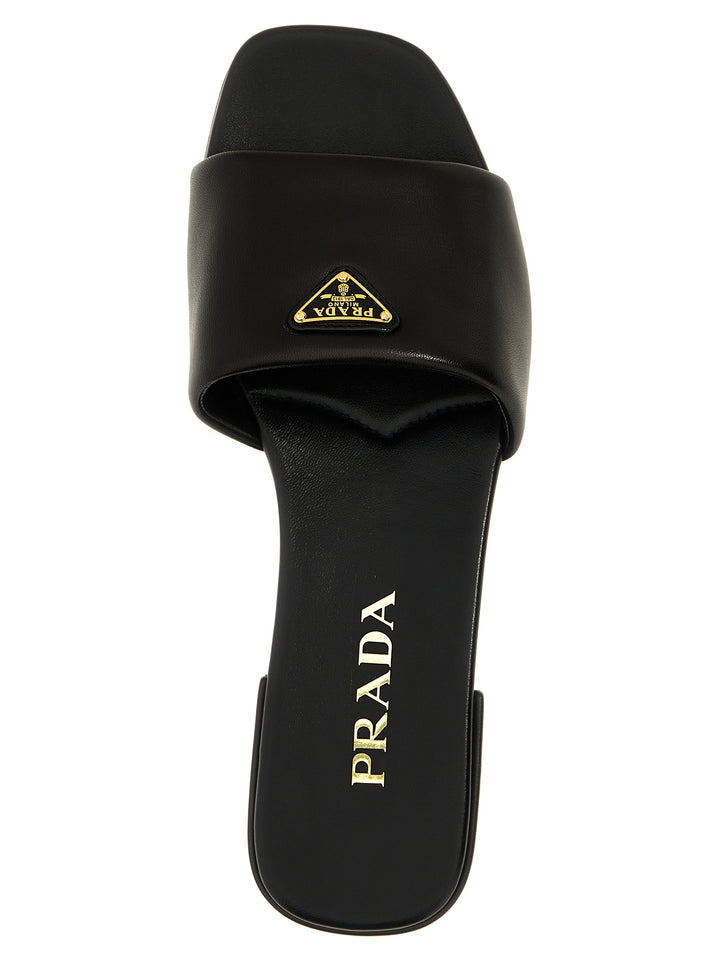 Prada Black Lamb Leather Slides