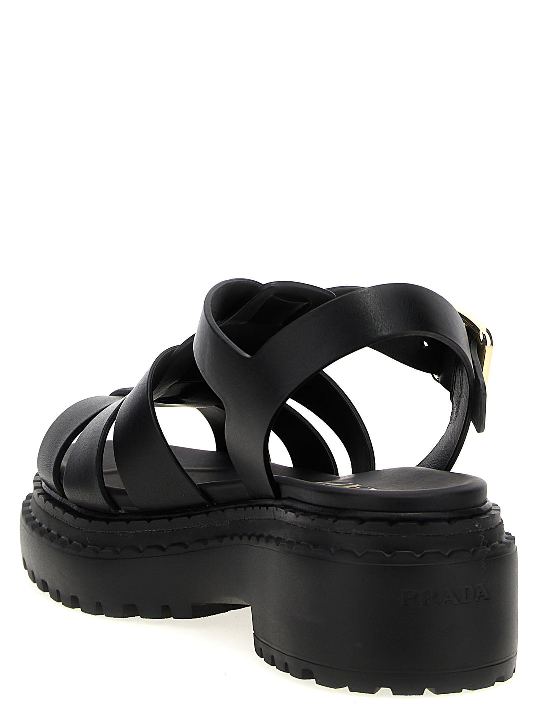 Prada Black Calfskin Flat Sandals