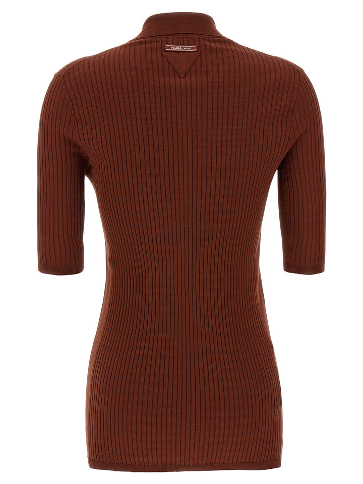 Prada Brown Cotton Polo Shirt