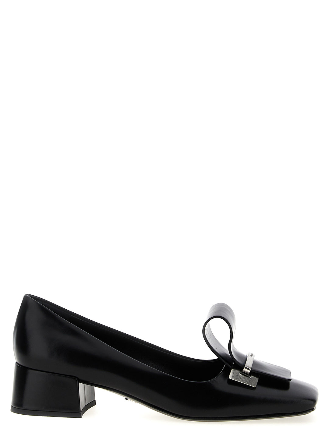 Prada Black Calfskin Mid Heel Pumps